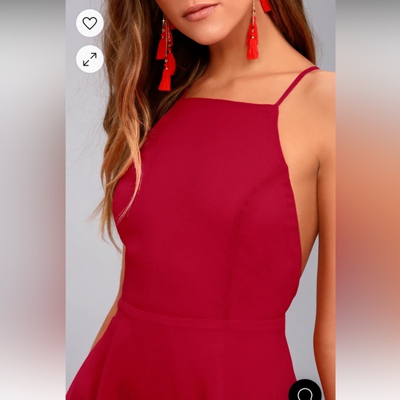 Lulu's Women's Letter of Love Red Backless Skater Dress - size XS - Picture 4 of 14